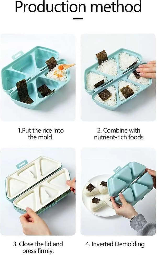 Onigiri Form 6-Huls Trekant Non-stick Sushi Risbold Maker Sammenklappelig til Tang Khaki