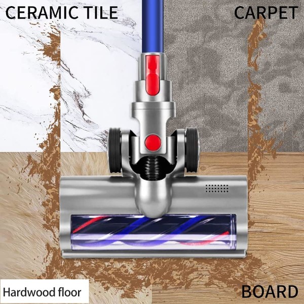 Munstycke kompatibelt med Dyson V7, V8, V10, V11, V15 støvsugere, Direct Drive Cleaner Head med 4 frontlys for harde gulv og tepper