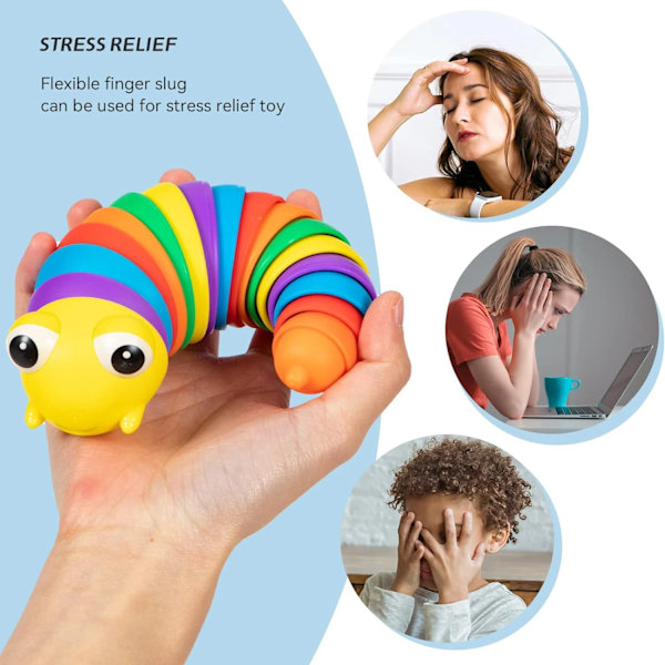Cevioce Fidget Slug leksak 2-pack (slumpmässig färg), idealisk för stresslindring och sensoriskt spelande, främjar fokus och lugn 2pcs