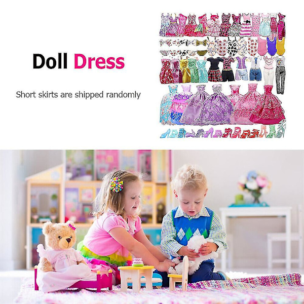 35-delt Barbie-dukke tøj og tilbehør sæt Barbie-dukke Dressup Dress Mini Fairy Collection Tøj Props tilfældig stil til piger Gave[DB]