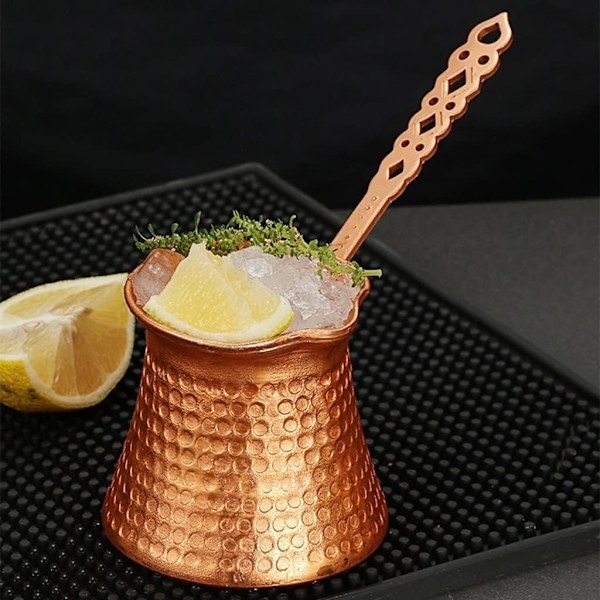 Solid Hammered Copper Tyrkisk Gresk Arabisk Kaffe Potte Komfyr Kaffemaker Cezve Ibrik Briki med Håndtak
