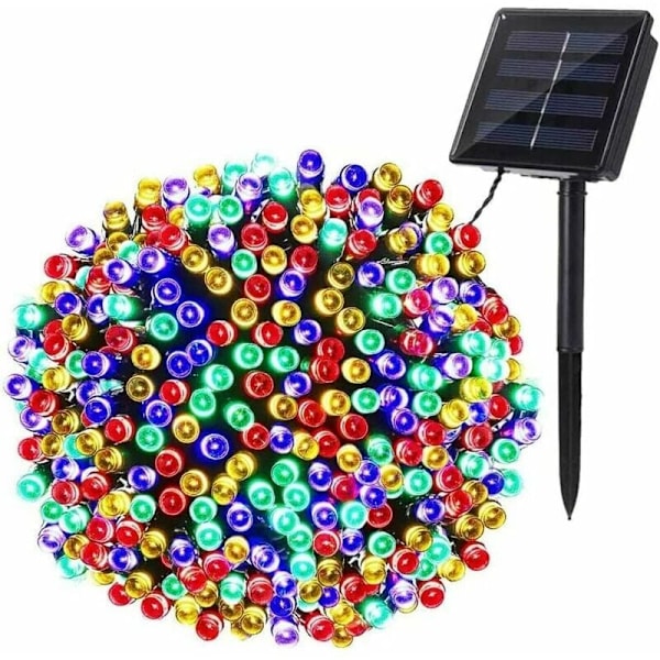 22M 200 LED Solcelle Lyslenke Utendørs Julelys 8 Moduser Vanntett Dekorativt Lys for Innendørs Hage Terrasse Bryllup Bursdagsfest, Fargerik