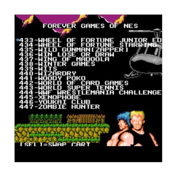 Forever GAMES OF NES 852-i-1 (405+447) Spillkassett for NES-konsoll, 1024MBit Flash-brikke i bruk - Svart