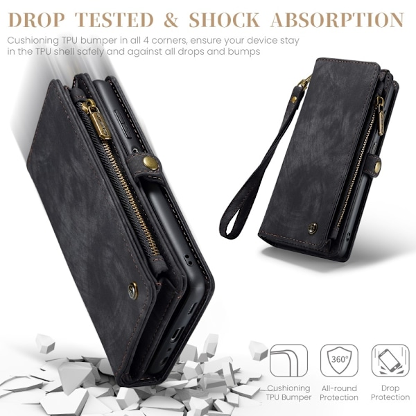 CaseMe Samsung A16 008 BIg Wallet 2in1 Magneettasku - Musta Black Svart