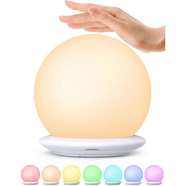 Børnenatlampe, genopladelig børnenatlampe med berøringskontrol, timer, 8 RGB farver lampe baby natlampe til børn