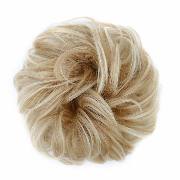 st Messy Hair Bun Hår Scrunchies Extension Krøllet Bølget Messy Syntetisk Chignon til Kvinder Updo Hårpynt Ash Blonde & Bleach Blonde##