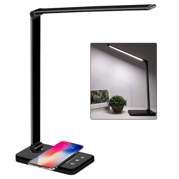 LED Trådløs Skrivebordslampe USB-Lading 5 Lysmoduser Trinnløs Dimming