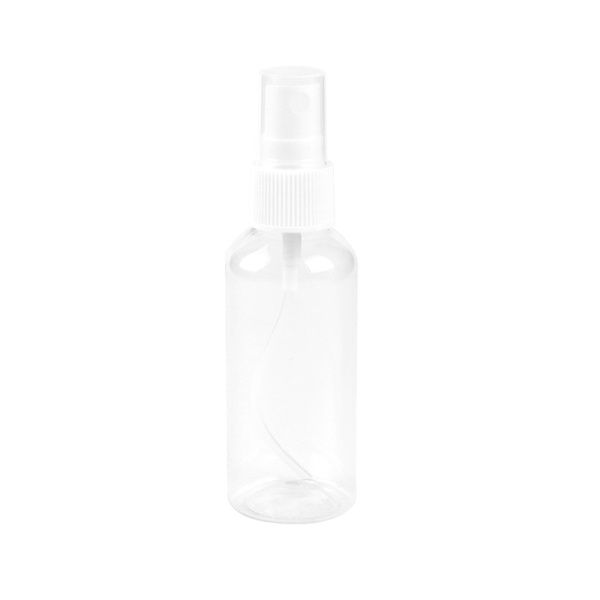 Transparenta sprayflaskor, uppdelade i plastflaskor