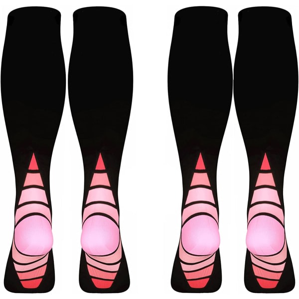 2 par kompressionsstrømper/strømper, S/M (dame 4-6,5 / herre 4-8) 2 par ens, rosa