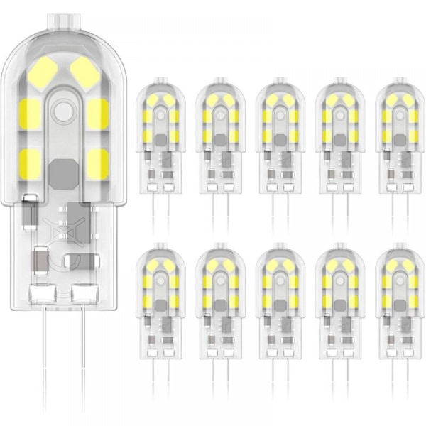 G4 LED-lamppu 3W, vastaa 20W halogeenia, 6000K Valkoinen, 200 Lumenia, 12 SMD, 12V AC/DC - 10 kpl [Energialuokka A+][mo]