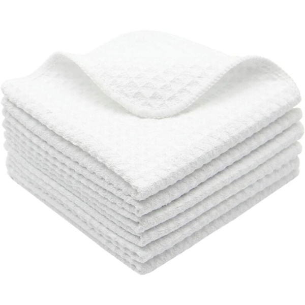 Karklude, Superabsorberende Mikrofiber Rengøringsklud, Bløde og Vaskbare Karklude, Hvid Vaskeklud, 6-pak, 30 cm x 30 cm NPTERBL