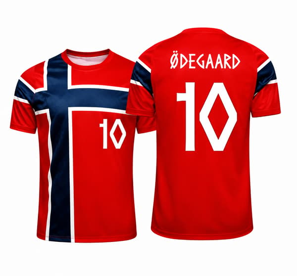 Norges hemmafotbollströja för VM 2026 – Barnstorlekar (100–160) No. 10 Ødegaard 130