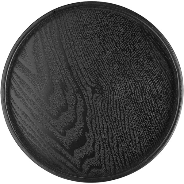 Rund Bricka Dekorativ Bricka Svart Trä Rund Form Massivt Trä Te Kaffe Snacks Mat Serveringsbricka Tallrik Restaurangbrickor 30cm (12.8\")