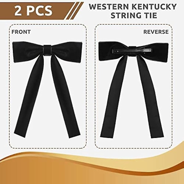 2-pak vestlige slips for menn Kentucky String Tie Clip On fluer Colonel Sanders Black Cowboy Bow Ti