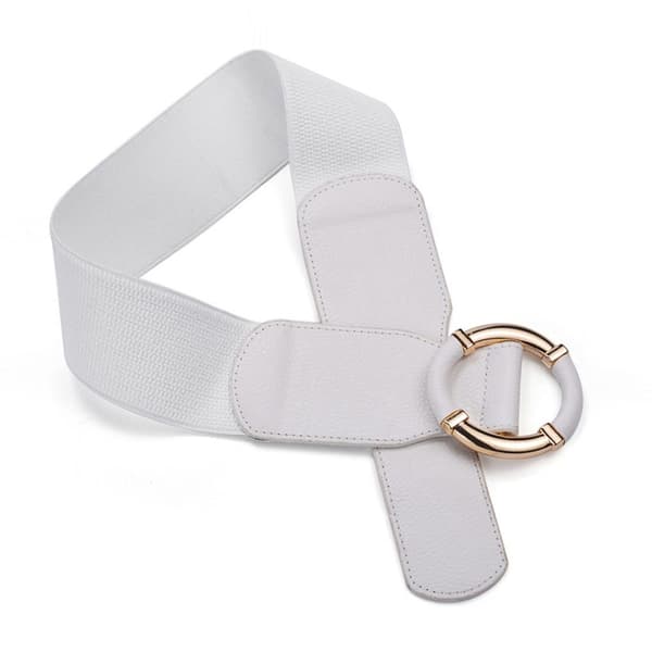 Elastisk midjebelte for kvinner med gullspenne, HVIT white
