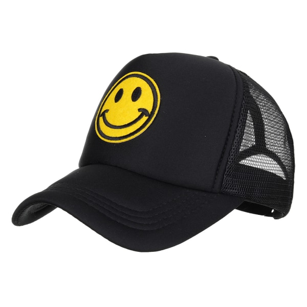 Menn Kvinner Smile Face Mesh Cap Justerbar Snapback Sport Peaked Solhatt Black