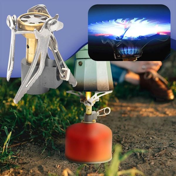 Mini Camping Komfur Ultralet Legering Automatisk Foldbar Udendørs Kogegrej Værktøj til Madlavning Camping Vandreture Hængende Letvægts Træ