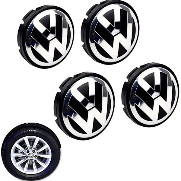 4 stk. VW Logo Ydre Diameter 56mm Kapsel Fælg Emblem Fælgmærke