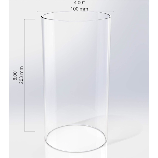 Stor Glaslykta för Orkanljus, Öppen i Båda Ändar, 10 cm Bred x 20 cm Hög Klar[GP] Klar Clear 4'' wide x 8'' tall