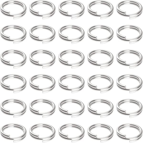 400-pak nøglering 10 mm mini splitring med dobbeltspænder