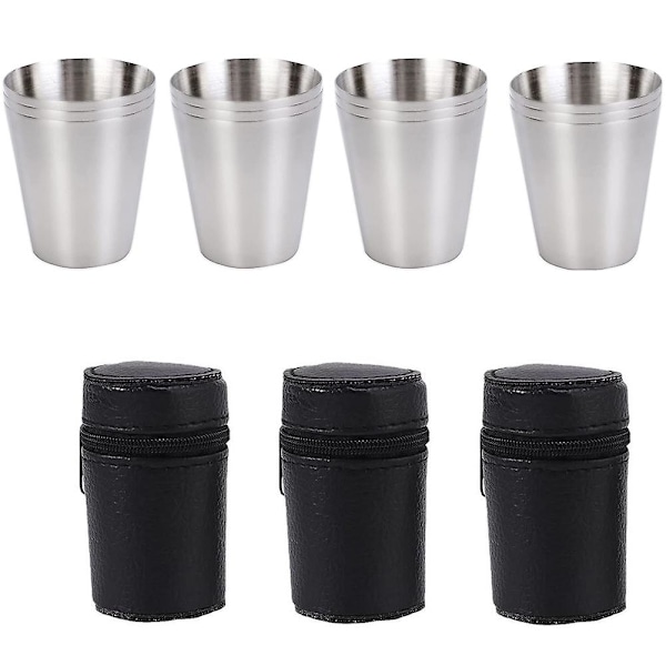 12 st Hip Flask Cups i rostfritt stål Shotglas 30 ml dricka