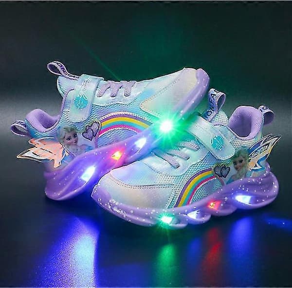 LED Lysende Sko til Barn Sneakers Blinkende Jenter Lysende Sko Størrelse Lilla Purple 24
