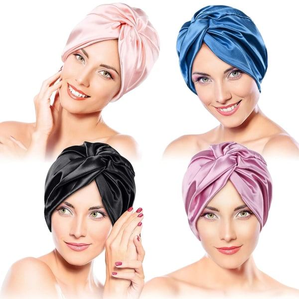 4 stycken silkesmössa nattmössa sov silke nattmössa huvudbonad