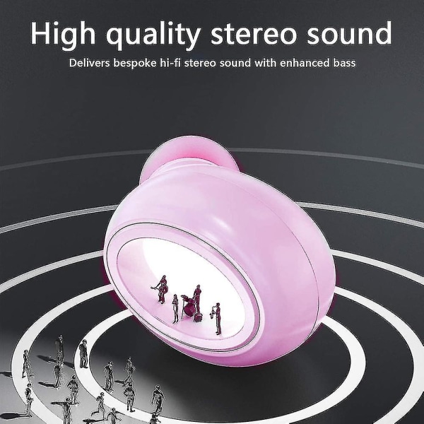 3D Stereo In-Ear Bluetooth Trådløse Hodetelefoner Med Mikrofon, Rosa