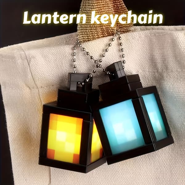 Mini Lysende Lanterne Nøglering, LED Natlys Rygsæk Charm, Perfekt Gave Lantern - Warm Light