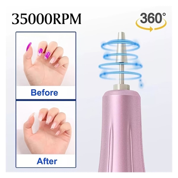 18W Multifunksjonell Drill Neglelakk Lampe 2 i 1, Bærbar Elektrisk Poleringspenn, UV Neglelakk Lampe (Rose Gull)