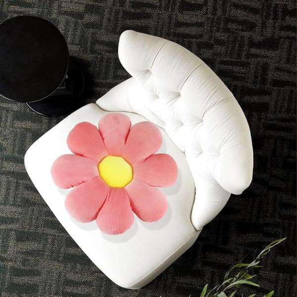 2 Blomsterputer, Daisy Blomsterformet Sittepute, Dekorativ Sofapute, Myk Pute for Stue, Sofa, Soverom