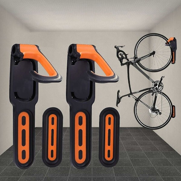 Cykelställ, gummibelagt väggmonterat cykelställ, för 2 cyklar, cykelväggställ för inomhus- och utomhusbruk