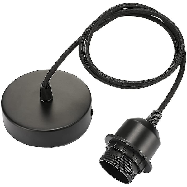 Lampsladd E27 med skruvring, 100cm textilsladd höjdjusterbar, lampskärm fritt valbar pendellampa med E27 sockel, lampa H