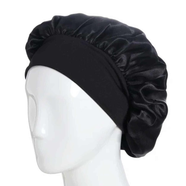 Sovehette - Satin Bonnet - Sleep Cap Svart One Size svart black