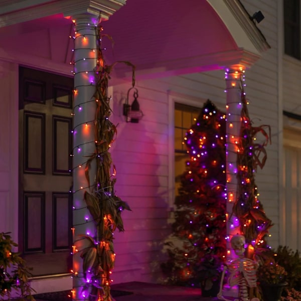 Ljusremsa med 200 LED-lampor, 20 meter lång, för julbelysning Lila och Orange Purple and Orange 400 LEDs