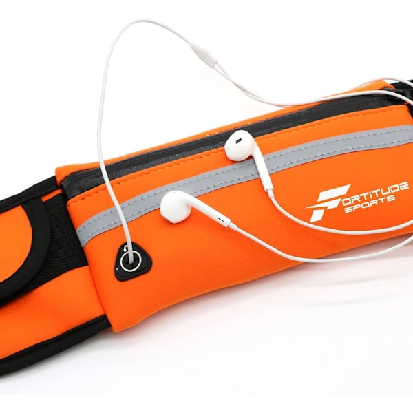 Løpebelte med telefonholder | Running Waist Pack for telefoner, hodetelefoner og vannflaske | Vanntett løpebelte for kvinner og menn (oransje) Orange