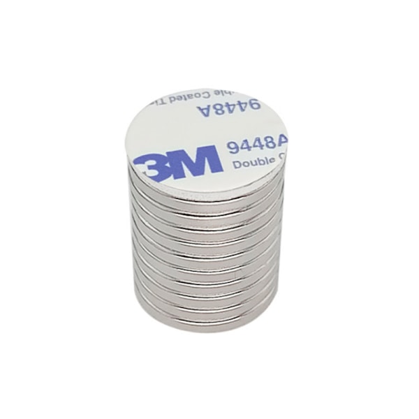 INF 10-pak supersterke neodymmagneter med selvklebende bakside Sølv Sølv Silver 8 x 3 mm