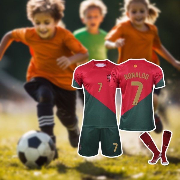 22-23 Portugal Fotballdrakter Sett Fotballklær nr 7 Cristiano Ronaldo 4-5 years