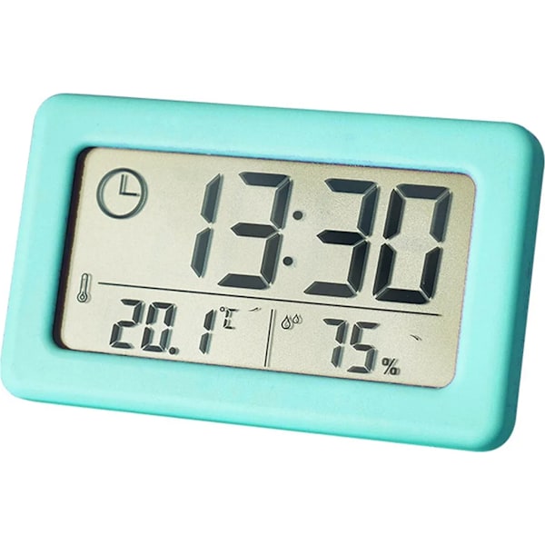 Digital LCD-bordsklocka för inomhusbruk med termometer och hygrometerfunktion, tunn väggklocka, bordsklocka, enkel design