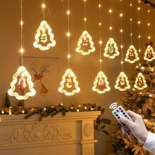 Julgransljus, 10 Trädlampor 120 LED Juldekorationer Inomhus, Batteridrivna Julgransfönsterlampor 9,84 fot Vattentät Ljusslinga för