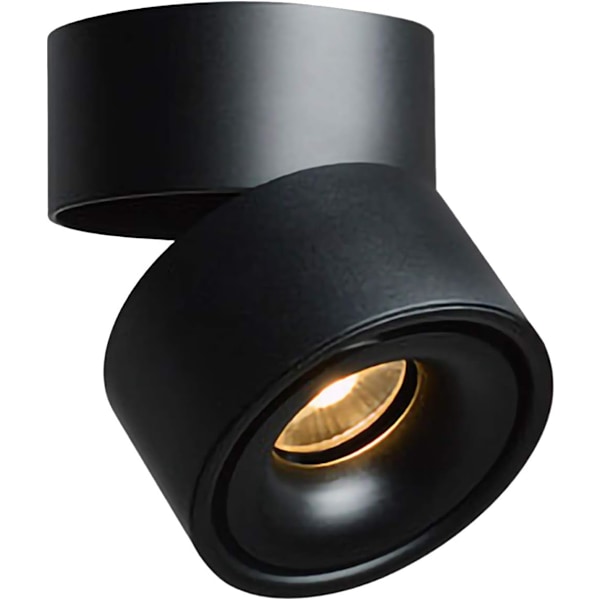 10W Ulkoasennus LED-spoti, säädettävä kattovalo, keittiö, olohuone, kauppavalaistus, lämmin valkoinen (musta) Sunmostar