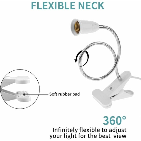 Lampor med E27-klämma 2 st klämma bordslampa med strömbrytare flexibel lampa E27 spotlight, justerbar 360° svanhals, utan glödlampor