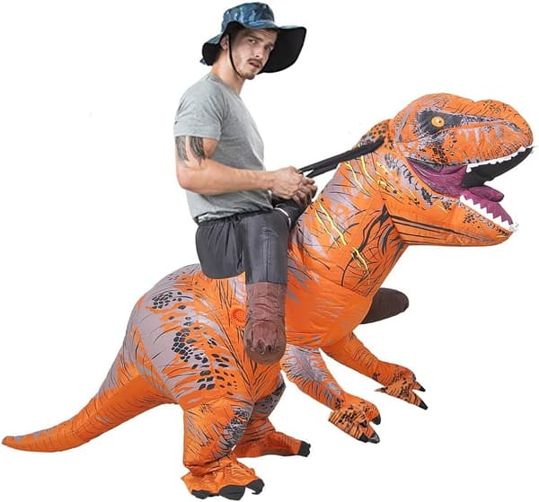 Oppustelig dinosauruskostume til at ride på, udklædning til voksne【mo】 Brown