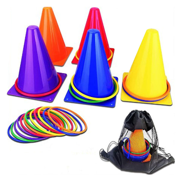 Kastspel Set Propylen med Nätpåse Trafikkäglor Kastringar Set för Utomhussporter 23cm/9.1in