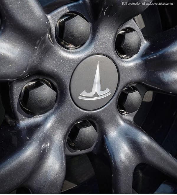 Tesla Model 3 YSX hjulkapselsett senterhette mutterdeksel svart rød hvit grå med 4 senterhetter 20 mutterdeksler Red Silver Matte