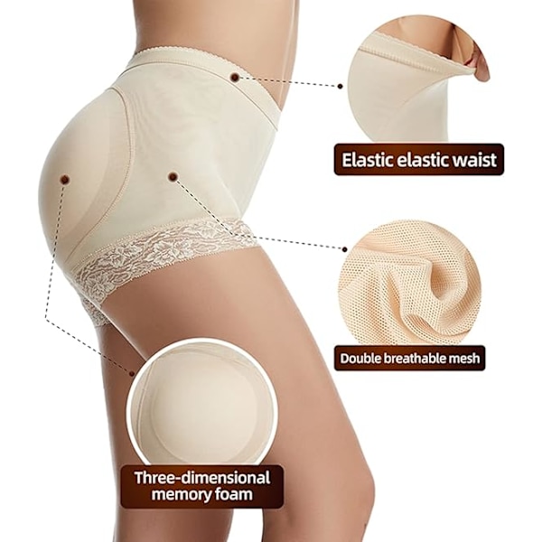 Butt Lift-trosor för kvinnor, Shapewear, Butt Enhancer, Fake Butt Underkläder, Body Shaping Apricot apricot M
