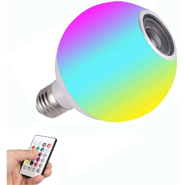 E27 Bluetooth-högtalare, Smart Musik LED-lampa, med fjärrkontroll, Ljudlampa, Trådlös RGB LED Musikspelande Högtalare, Dimbar Lampa
