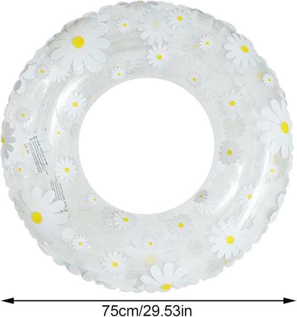 Uppblåsbar poolflotte för avkoppling i poolen, dubbel luftkammarstöd, ca 75 cm, transparent