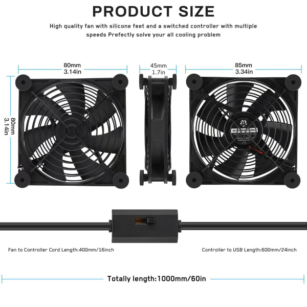 TG 80mm vifte USB-drevne vifter Stille datakjøling 5v vifte kompatibel