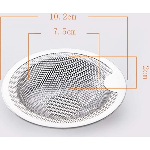 Afløbssi, Rustfrit Stål, Køkkenbordplade, Brusebad, Hårfælde, Badekar, 2 stk. (10,2 cm) {GKS}
